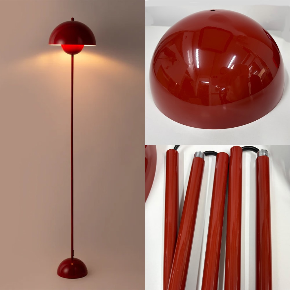 Lampadaire style champignon métal rouge bordeaux 160 cm — vue 4