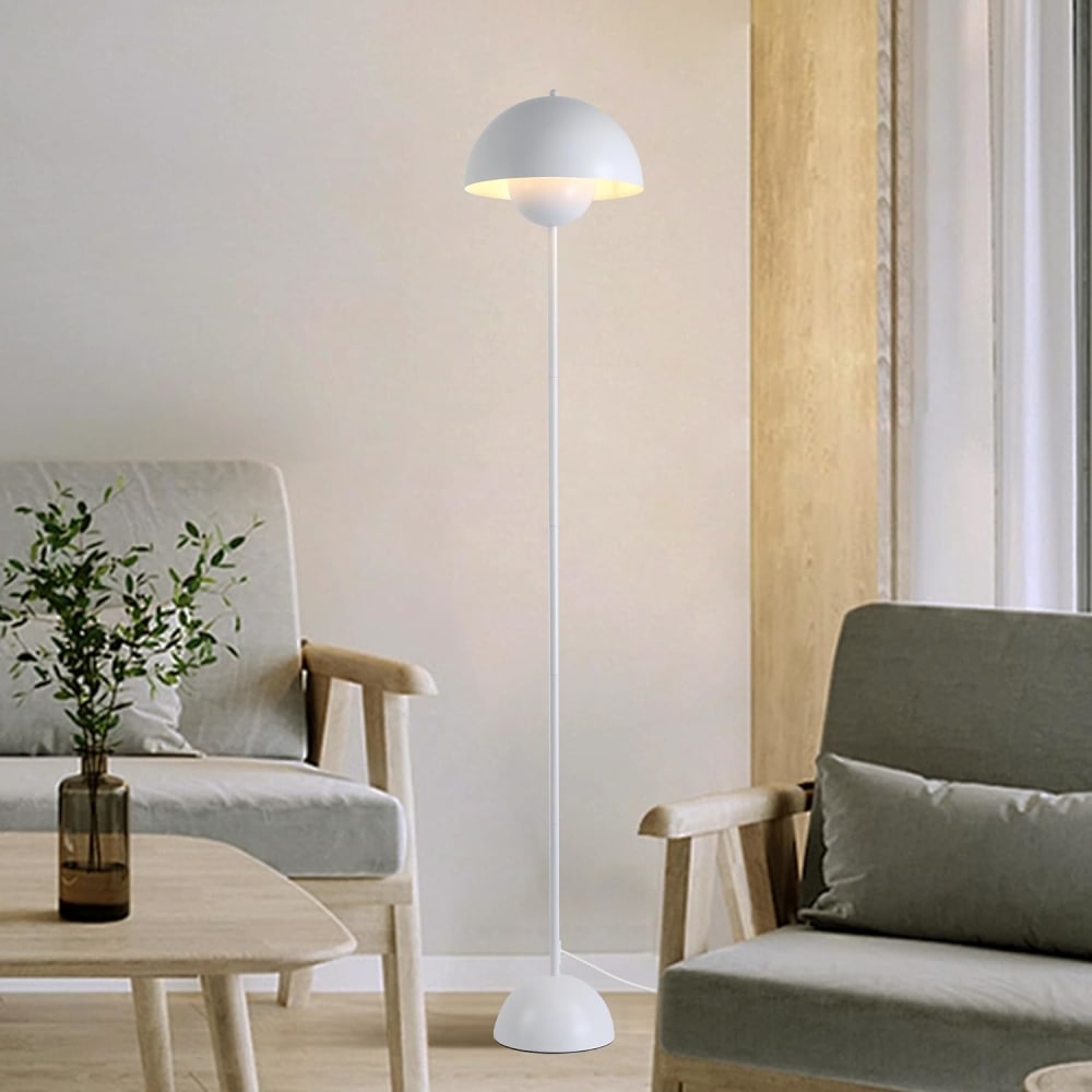Lampadaire forme champignon métal blanc, H160 cm — vue 4