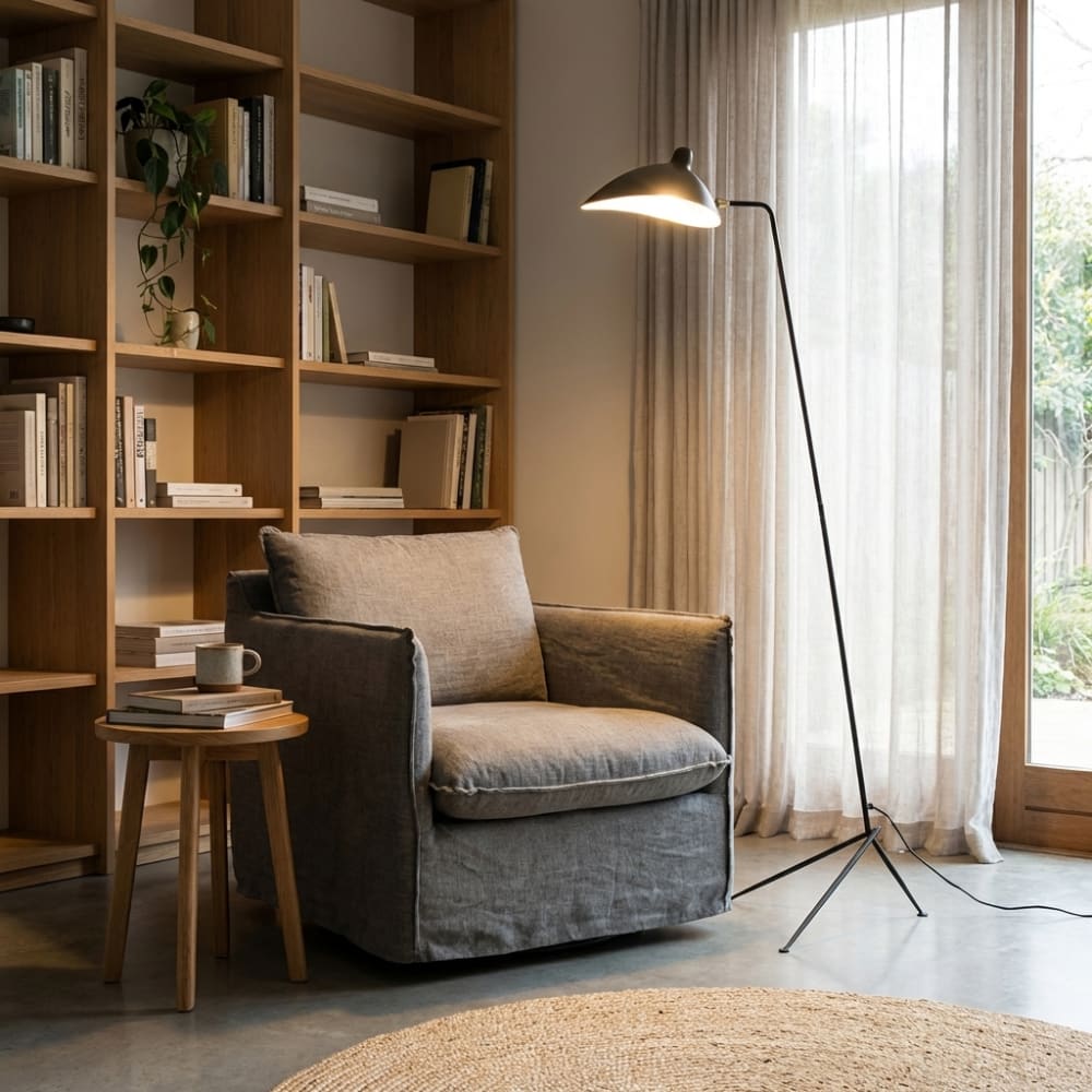Lampadaire nordique en métal blanc, E27, H160 cm — vue 3