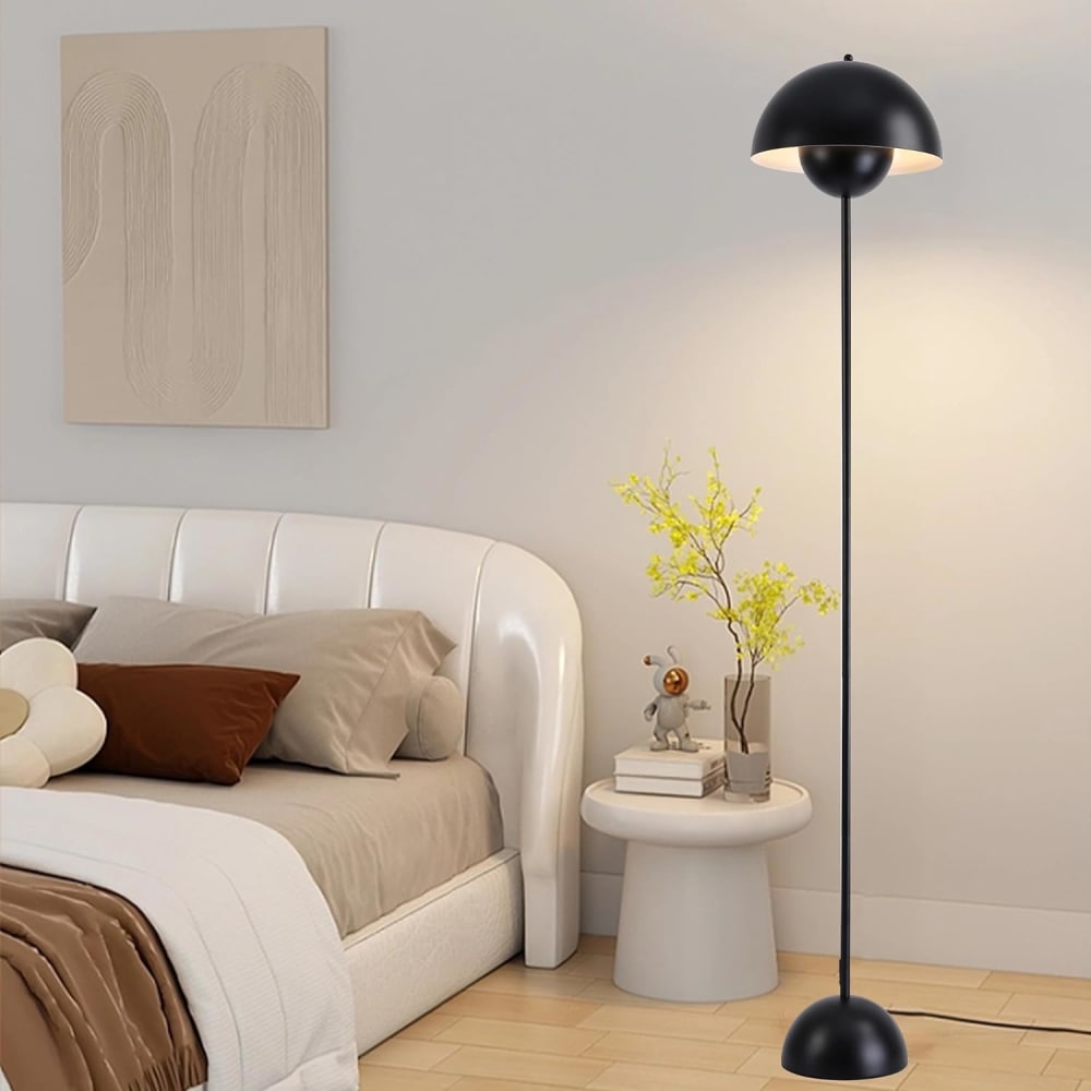 Lampadaire forme champignon métal noir, H160 cm — vue 3