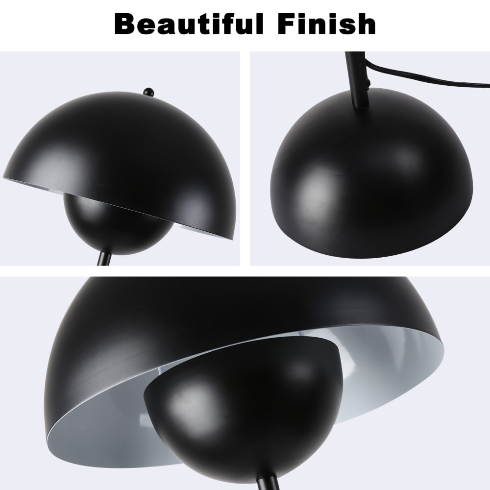 Lampadaire forme champignon métal noir, H160 cm — vue 4