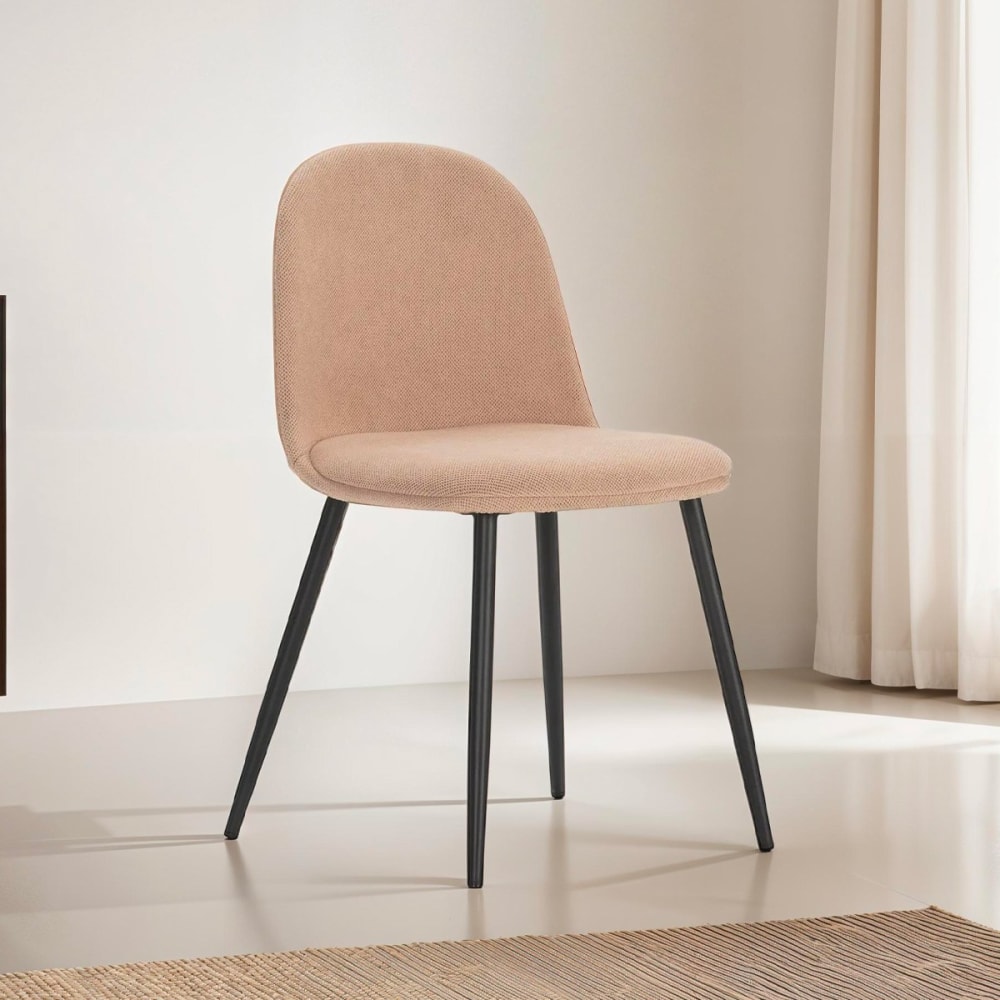 Lot de 4 chaises en tissu rose pâle