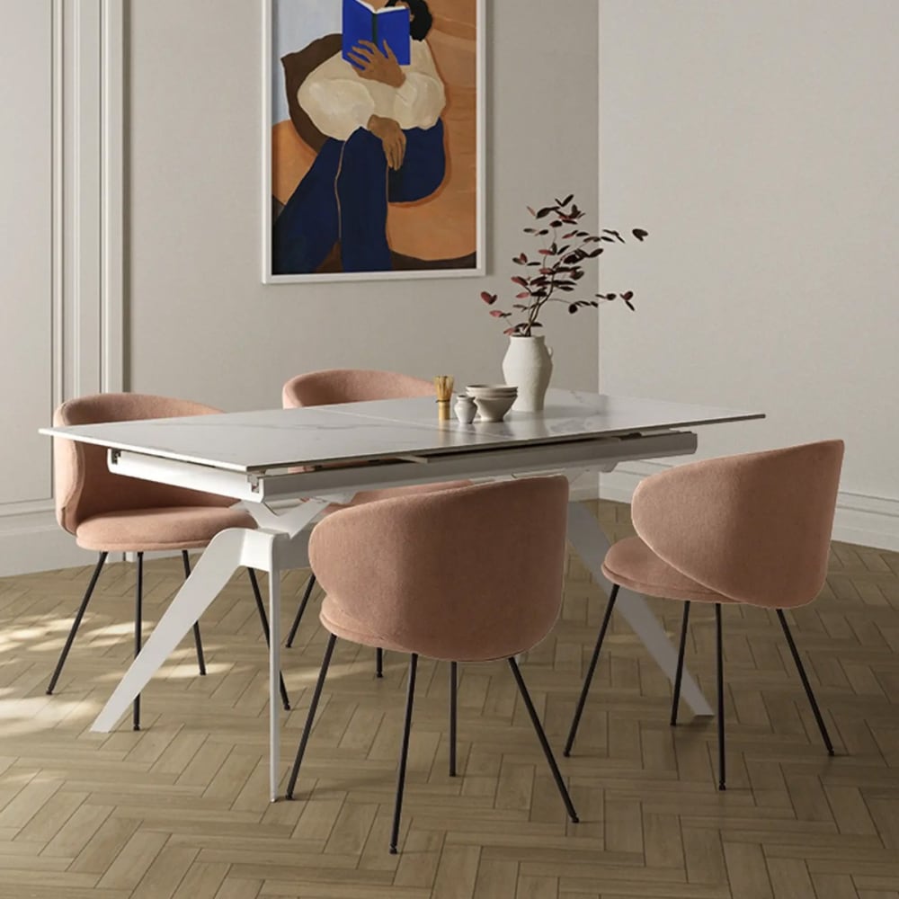 Lot de 2 chaises en tissu rose pâle