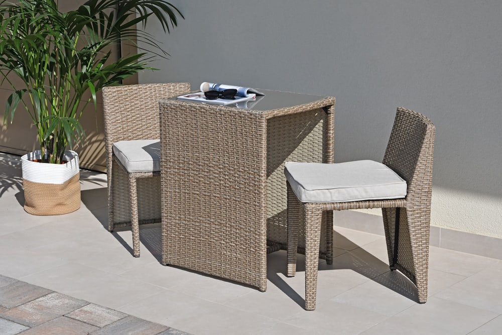 Set compact de balcon gain de place en polyrattan