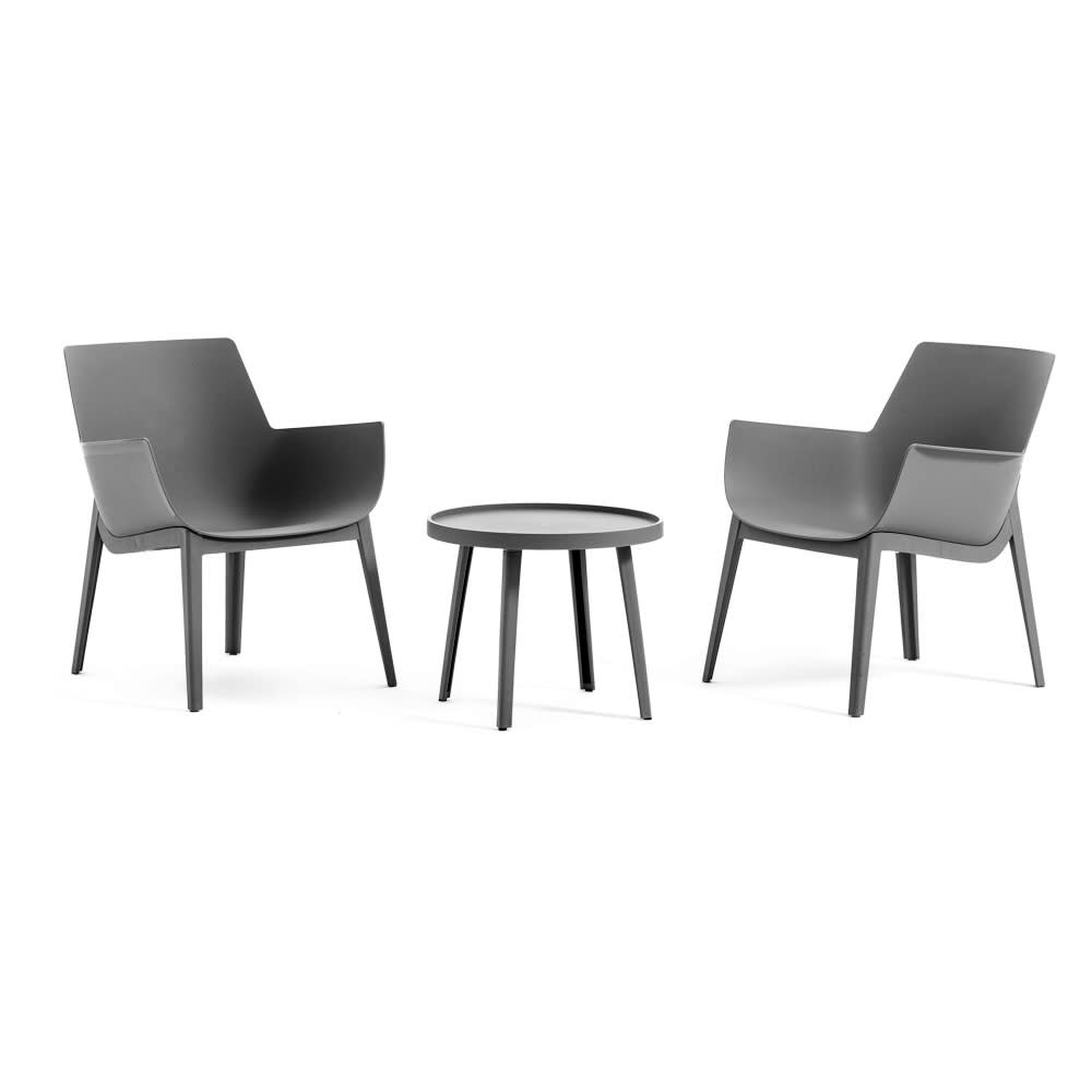 Siediti Fuori e Dentro Outdoor-Set 2 Sessel und Tisch aus Polypropylen dunkelgrau style modern - Harz