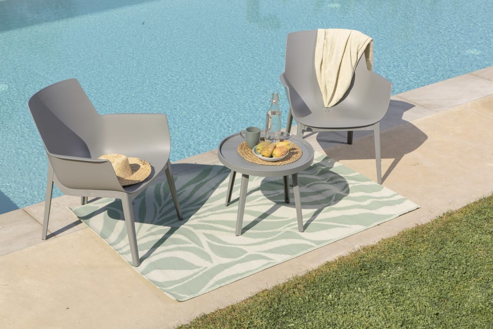 Outdoor-Set 2 Sessel und Tisch aus Polypropylen dunkelgrau -