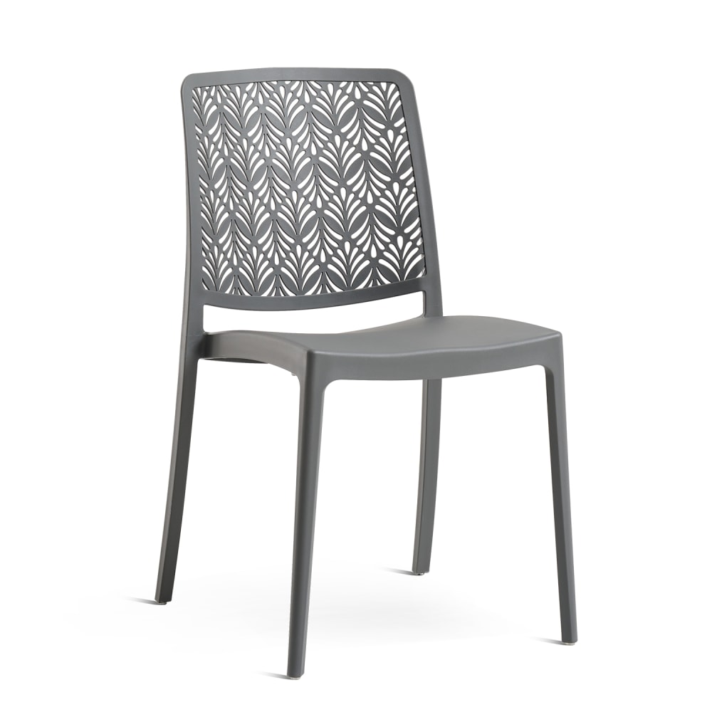 Lot de 6 chaises de jardin empilables en polypropylène gris foncé