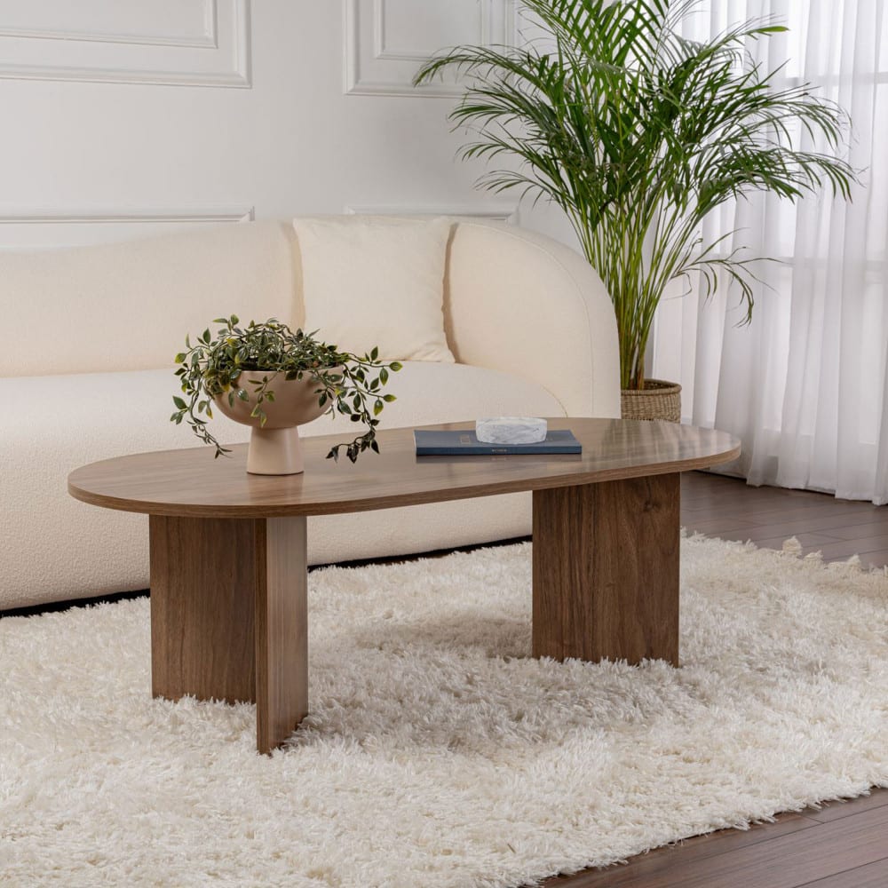 Table basse ovale en bois 119x60cm - bois foncé