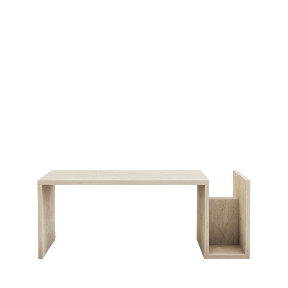 Table basse avec porte magazines effet travertin - Beige