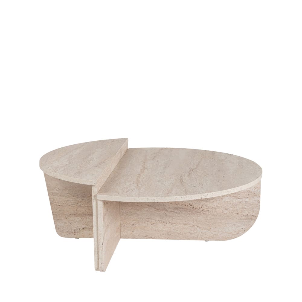 Lot de 2 tables basses effet travertin - beige