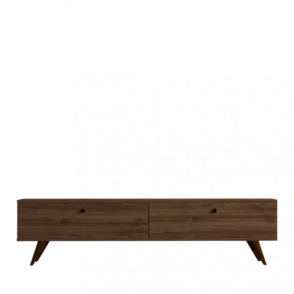 Meuble TV 2 portes en bois L160cm - Bois foncé