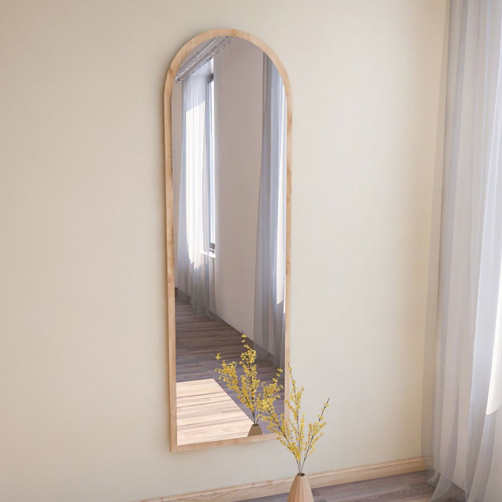 Miroir sur pieds en bois 50x160cm - bois clair