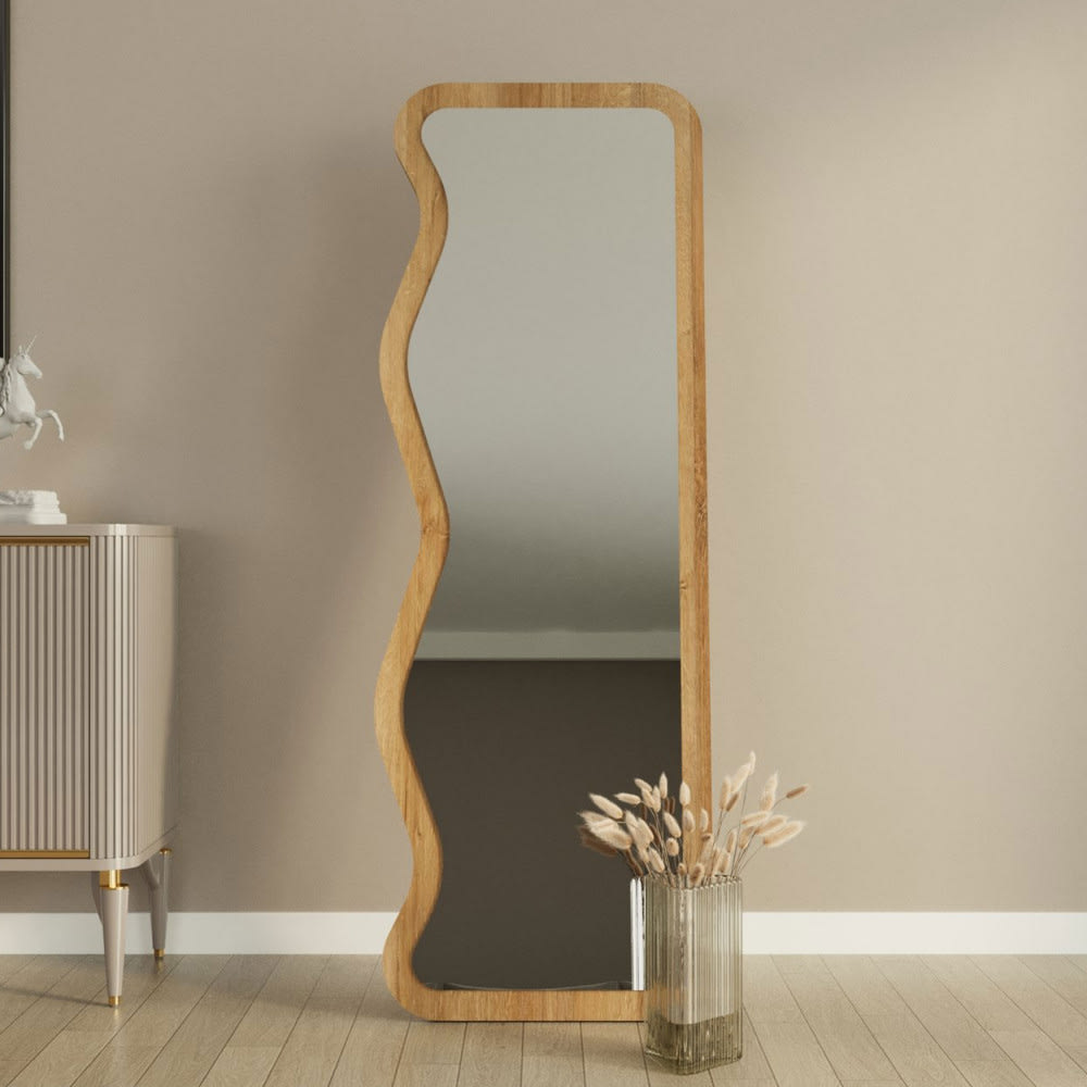 Miroir sur pieds en bois 50x160cm - bois clair