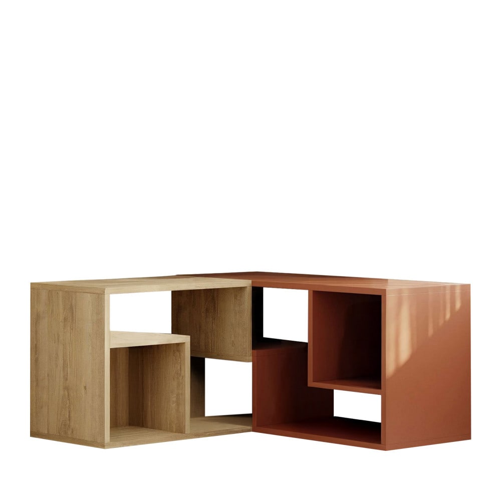 Meuble TV d'angle modulable en bois L145cm - Terracotta