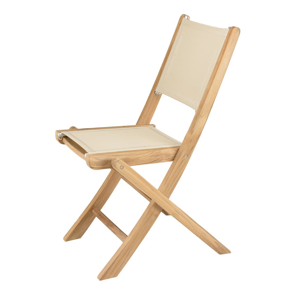 Lot de 2 chaises pliantes textilène couleur beige