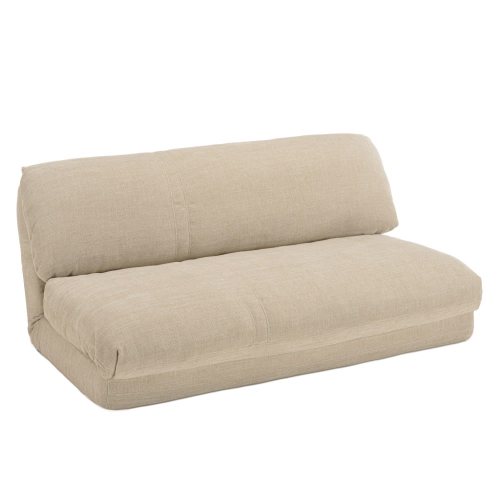 Chauffeuse convertible 2 places en tissu couleur beige