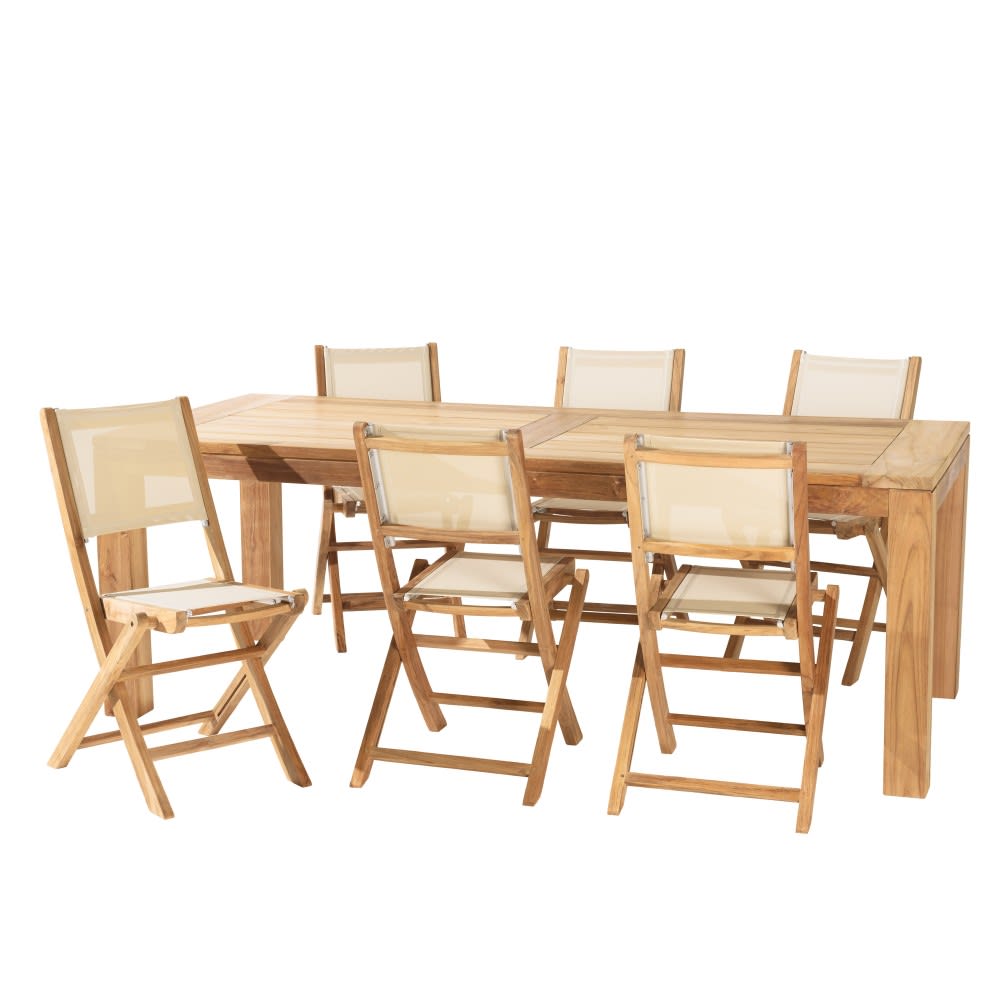 Salon de jardin en teck et textilène 8/10 personnes