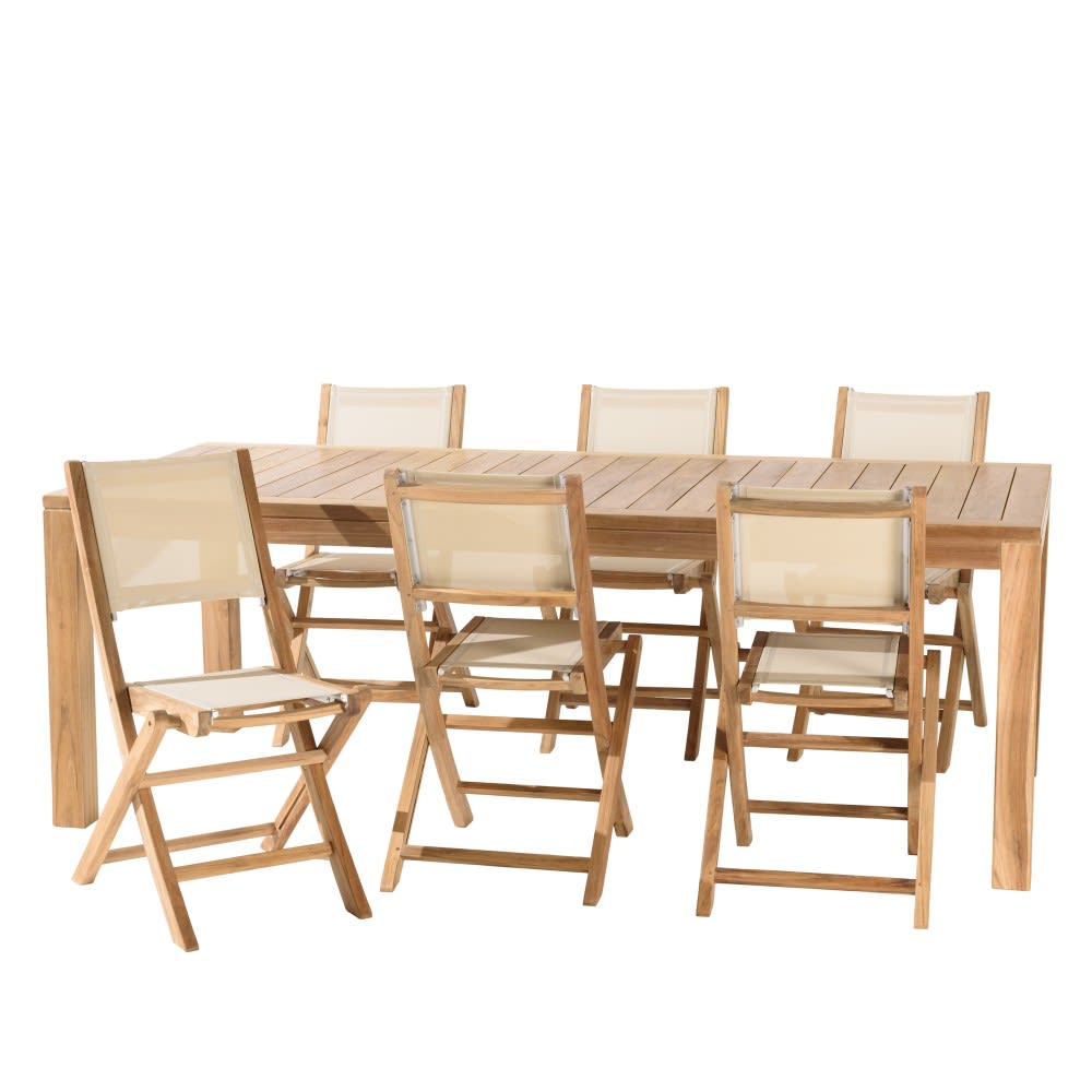 Salon de jardin en teck et textilène 8/10 personnes