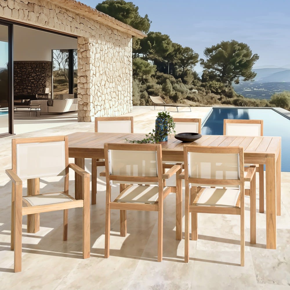 MACABANE Gartenmöbel für 8/10 Personen Beige Holz