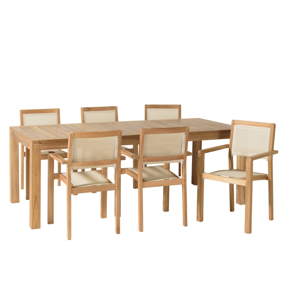 Salon de jardin en teck et textilène 8/10 personnes