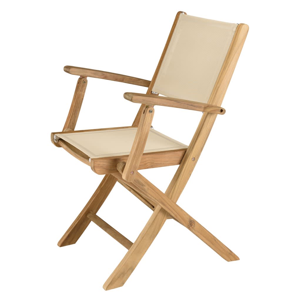 Lot de 2 fauteuils pliants textilène couleur beige