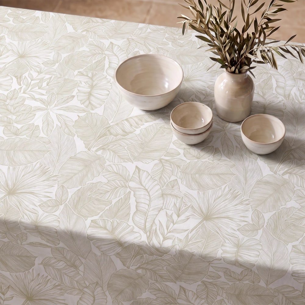 Muare Home Tischdecke mit Fleckschutz 100% Baumwolle beige 100x155 cm - Baumwolle