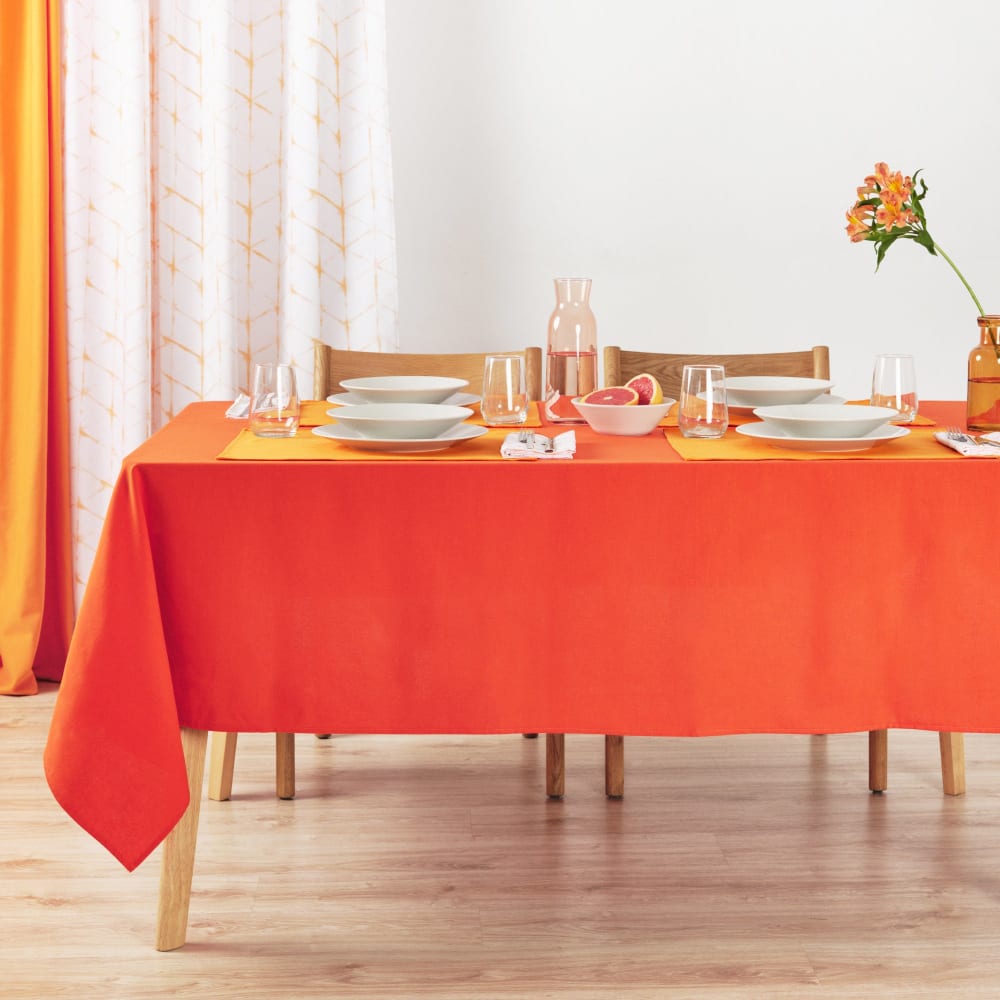 Nappe unie 100% lin orange 300x155 cm
