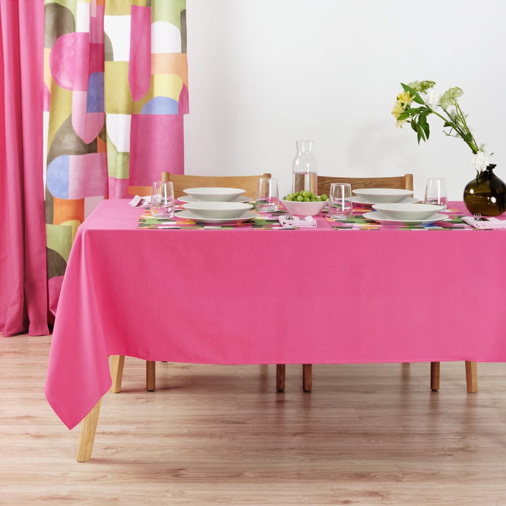 Nappe unie 100% lin fuchsia 155x155 cm