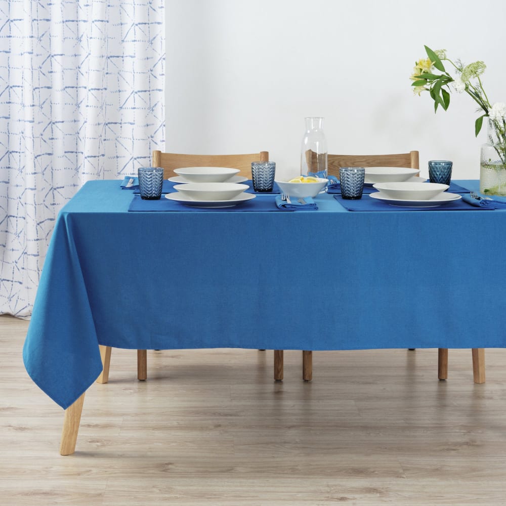 Nappe unie 100% lin bleu ciel 100x155 cm