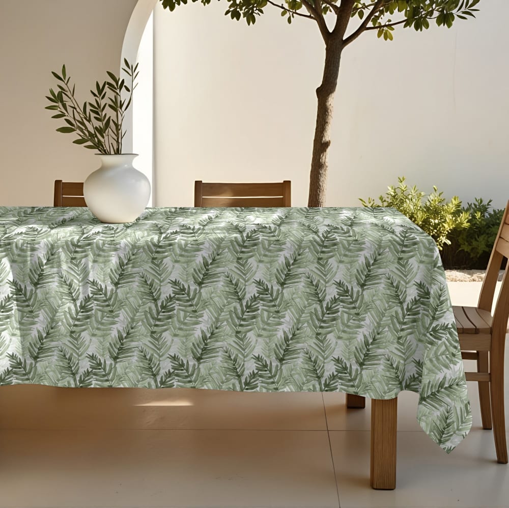 Nappe toucher tissu 100% coton vert 155x155 cm