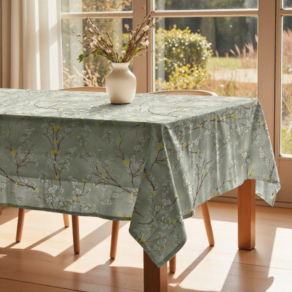 Muare Home Tischdecke mit Stoffgefühl 100% Baumwolle grün 155x155 cm - Baumwolle