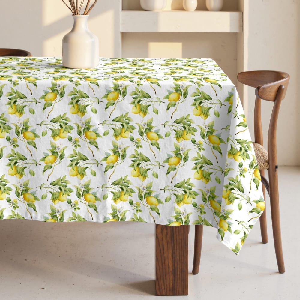 Nappe anti-taches 100% coton jaune 100x155 cm