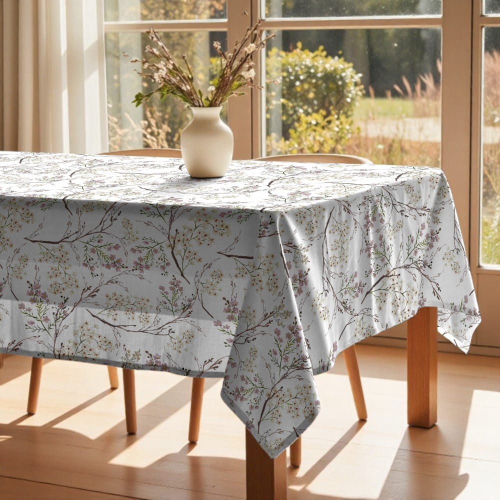 Muare Home Tischdecke mit Stoffgefühl 100% Baumwolle rosa 300x155 cm - Baumwolle