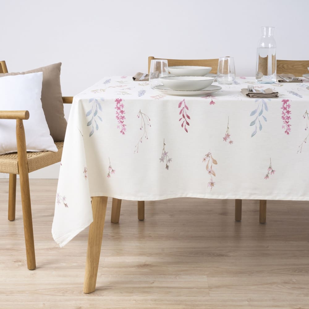 Tischdecke mit Fleckschutz 100% Baumwolle mehrfarbig 300x155 cm -