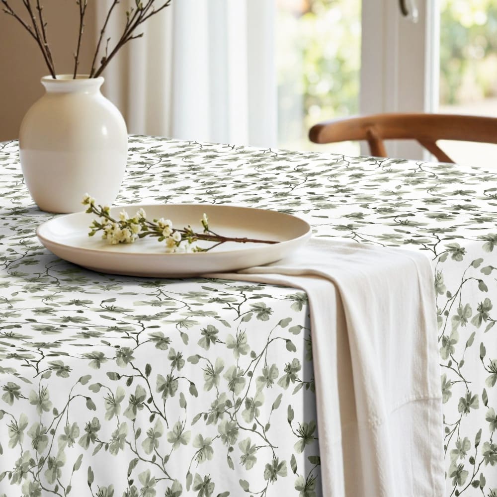 Muare Home Tischdecke mit Stoffgefühl 100% Baumwolle grün 100x155 cm - Baumwolle