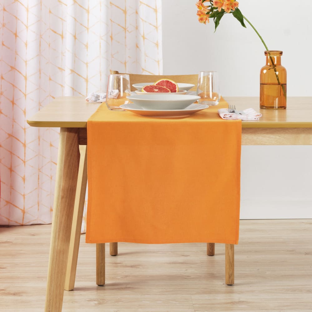 Chemin de table 100% lin orange clair