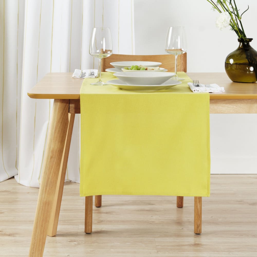 Chemin de table 100% lin vert clair