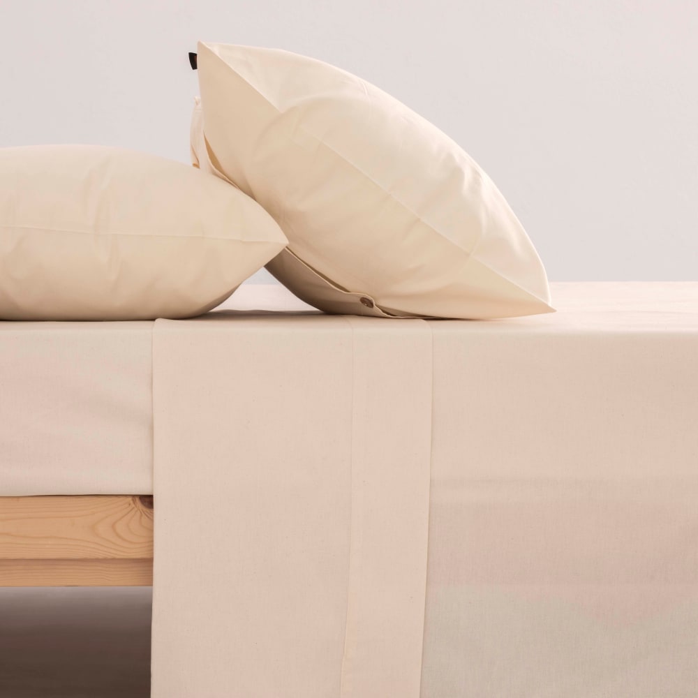 Bettwäscheset aus 100% Baumwolle 200 Fäden naturweiß 175x270 cm -
