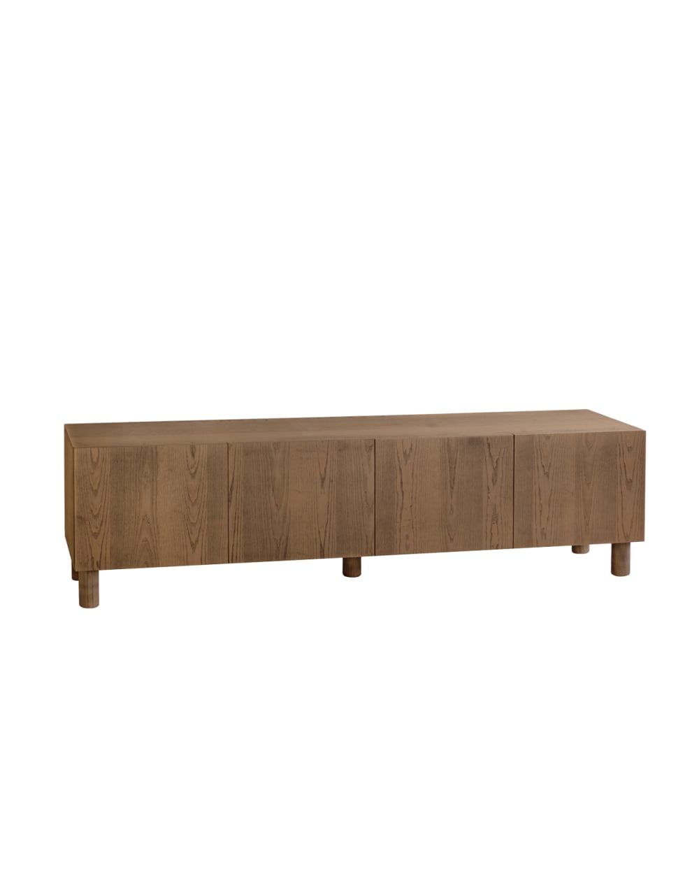 Meuble TV bois de placage de frêne naturel teinte noisette 160x40cm