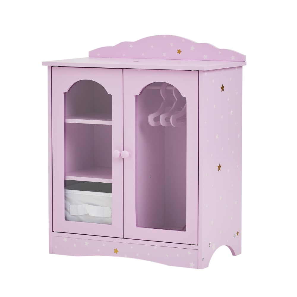 Armoire pour poupée avec 3 cintres, 52.7 cm, Rose
