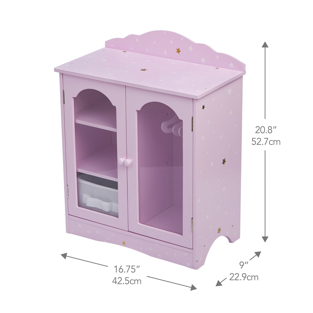 Puppenschrank mit 3 Kleiderbügeln, 52,7 cm, Rosa - Maisons Du