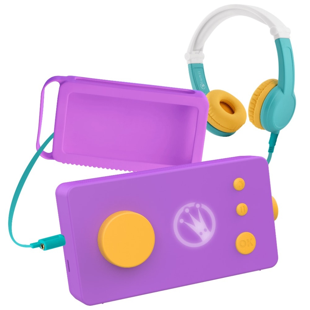 Pack Ma Fabrique à Histoires violette, casque vert et coque violette