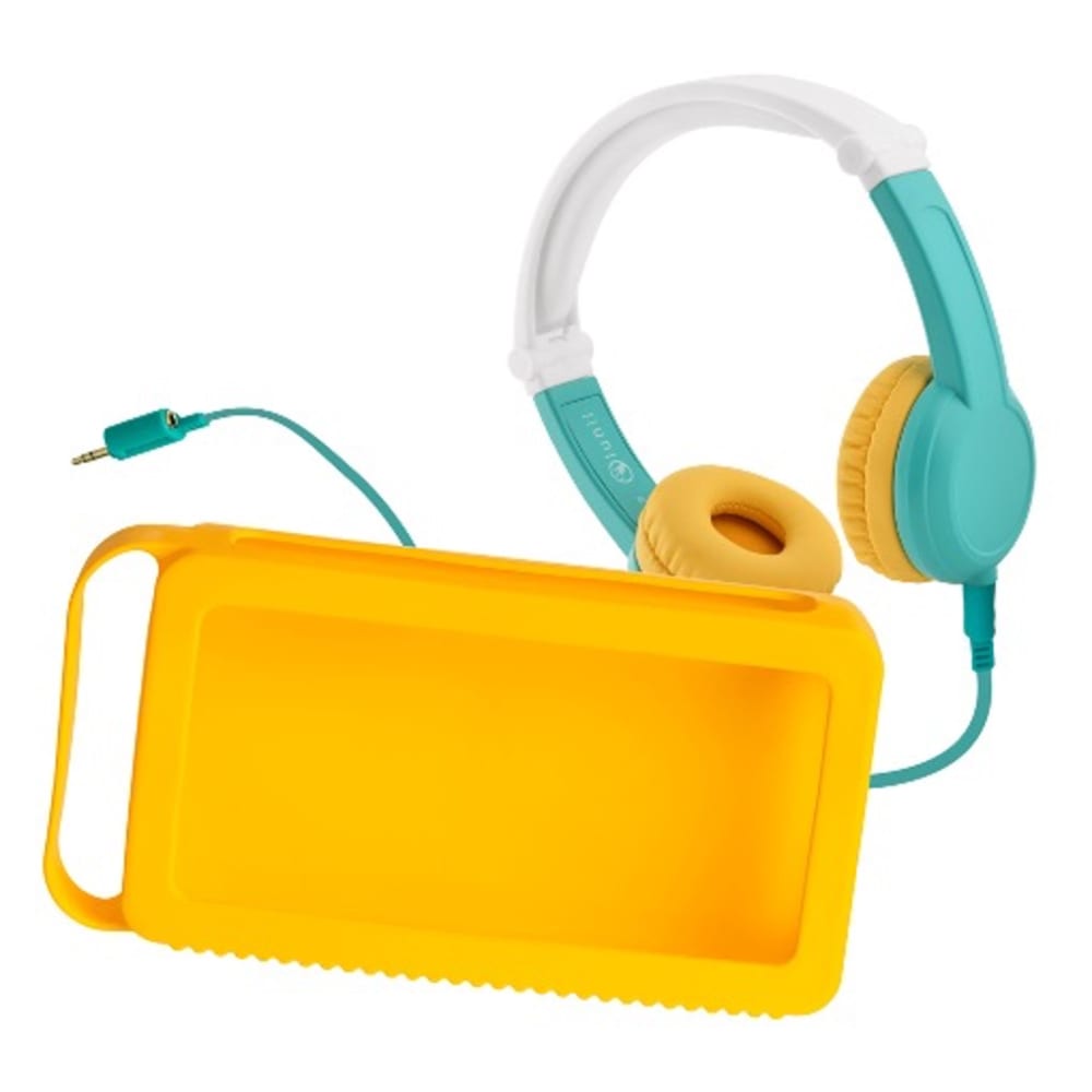 Pack accessoires casque et coque jaune pour Ma Fabrique à Histoires