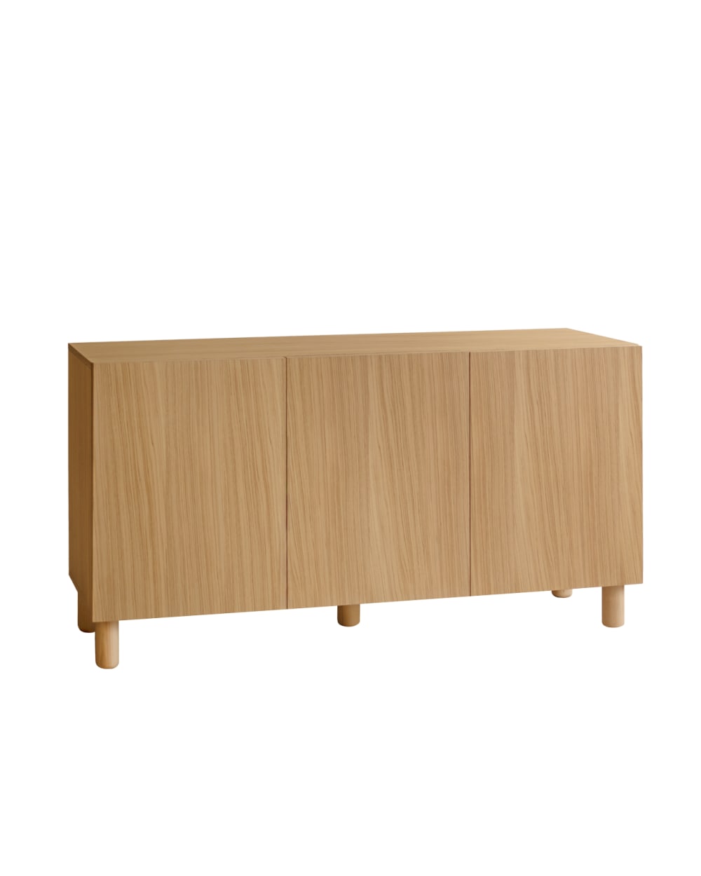 Buffet 3 portes bois de placage de chêne naturel 160x40cm