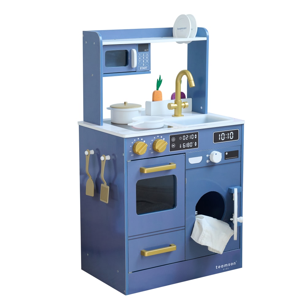 Teamson Spielküche Holz mit Mini-Garten, 79cm, Blau BLAU HOLZ Kinder