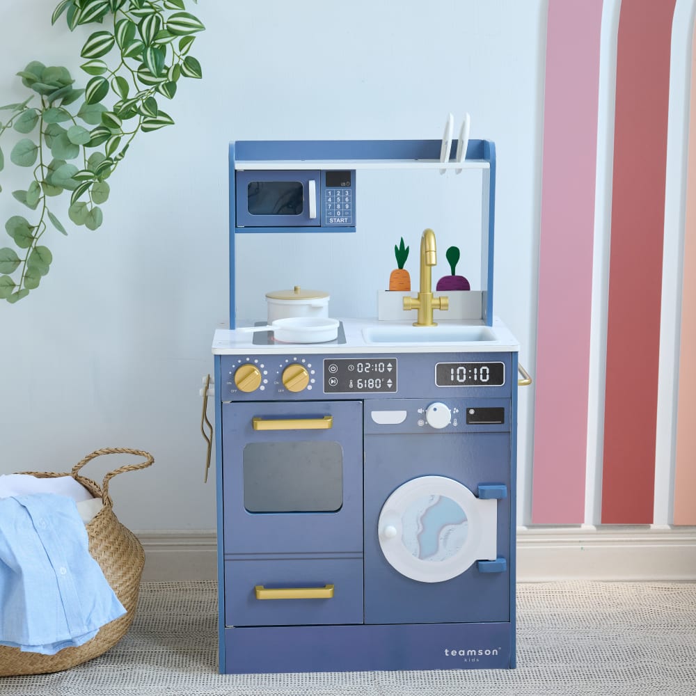 Spielküche Holz mit Mini-Garten, 79cm, Blau - Maisons Du Monde