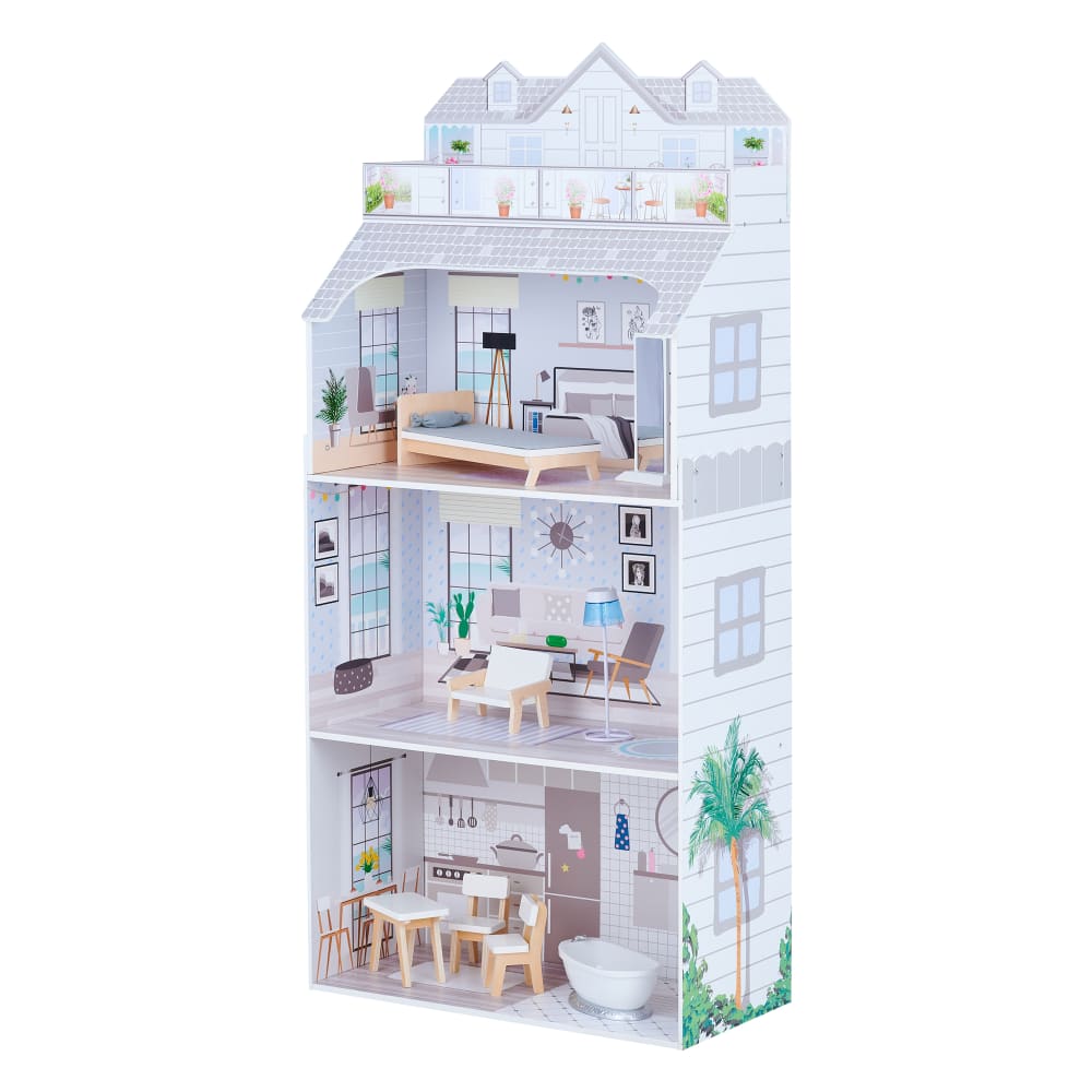 Teamson Puppenhaus mit Zubehör 131,5 cm, Mehrfarbig style modern MEHRFARBIG HOLZ Kinder