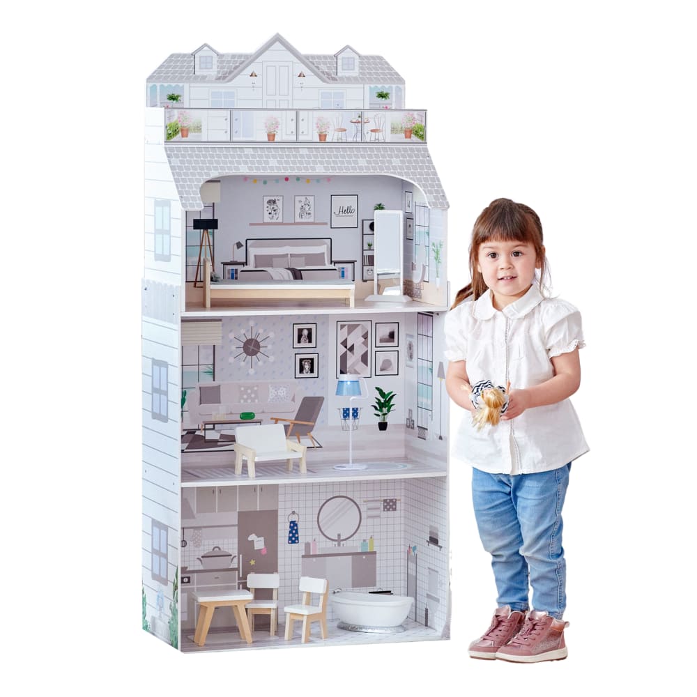 Maison de poupée avec accessoires 131.5 cm, Multicolore