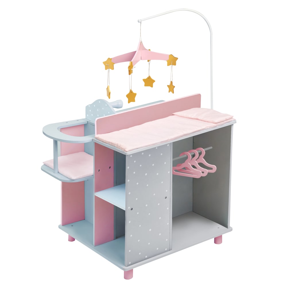 Stock &Eacute;puis&eacute;table &Agrave; Langer Poupon Poup&eacute;e Polka Dots Princess Rangement Bois Jeux Td-0203ag