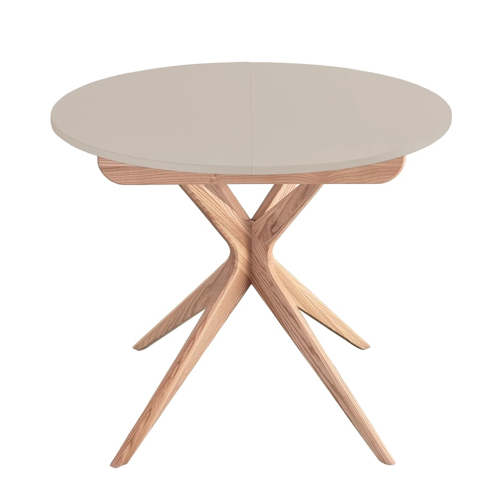 Ragaba Runder Ausziehtisch, Massivesche, MDF, Braun Beige style modern Braun Holz